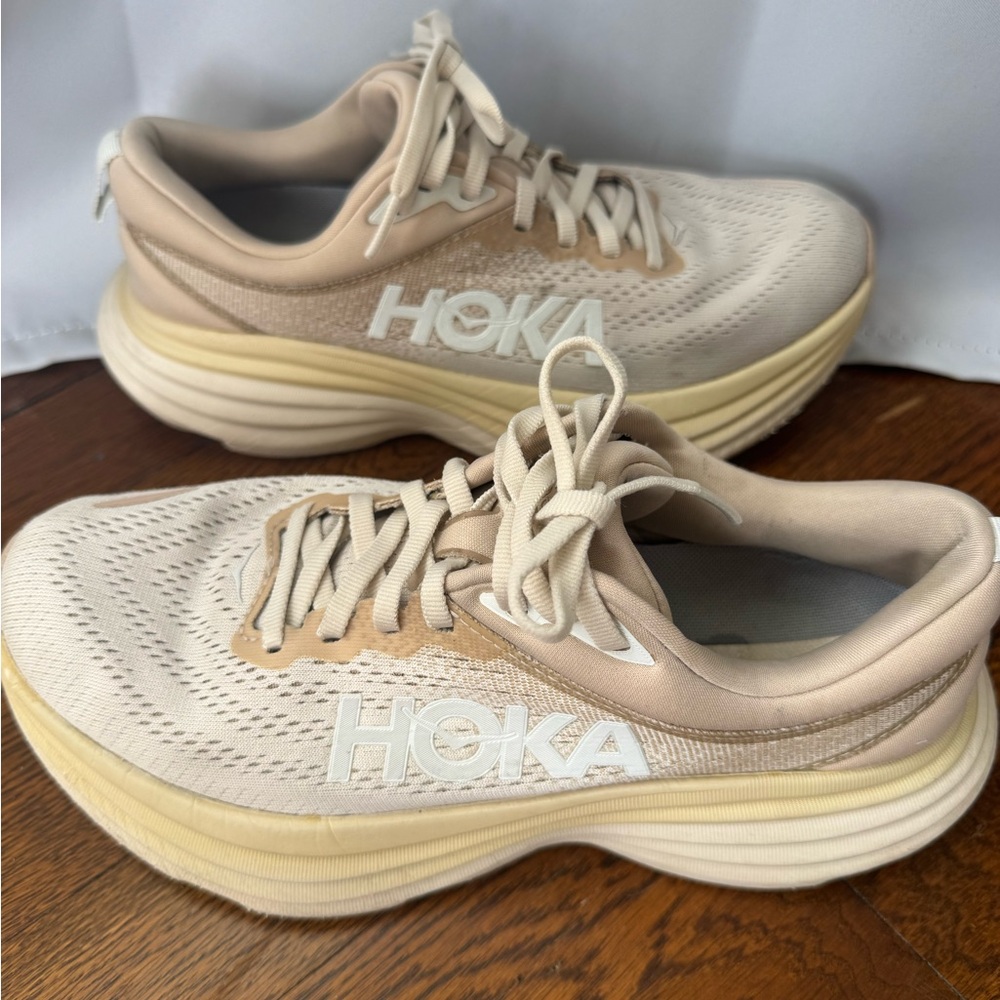 Hoka One One Women's Athletic Shoes in Beige and Cream